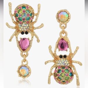 Betsey Creepshow Johnson Spider Non-Matching Drop Earrings